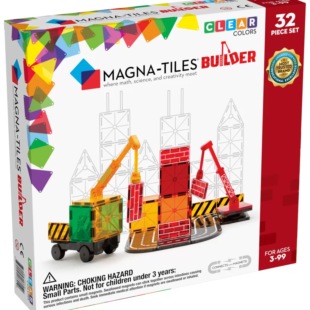 Hot Magna-Tiles Cantiere - Set Costruzioni Da 32 Pezzi -