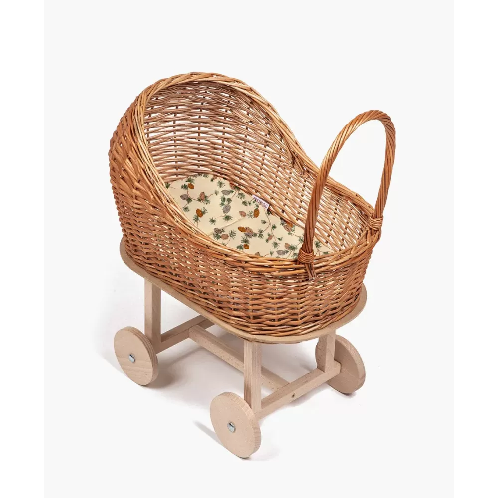 Outlet Minikane Carrozzina In Rattan Per Bambola Pomme De Pin