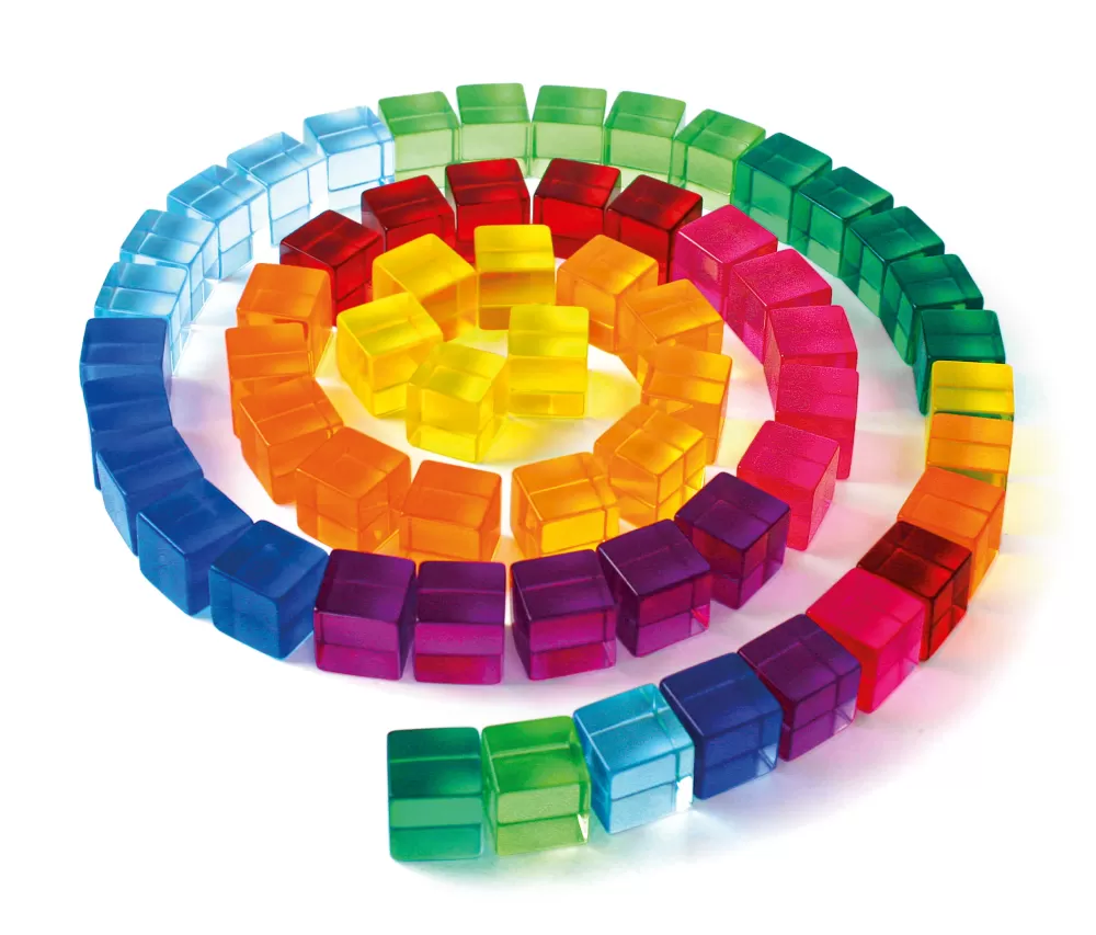Discount Bauspiel Cubi Traslucidi Con Scatola In Legno - 100 Pezzi -