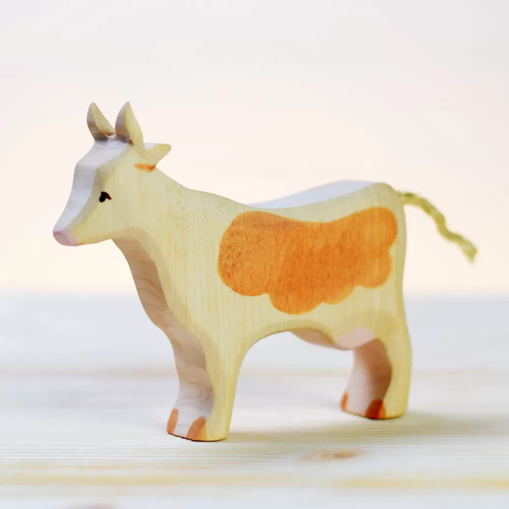Clearance Bumbutoys Mucca Bianca E Marrone In Legno