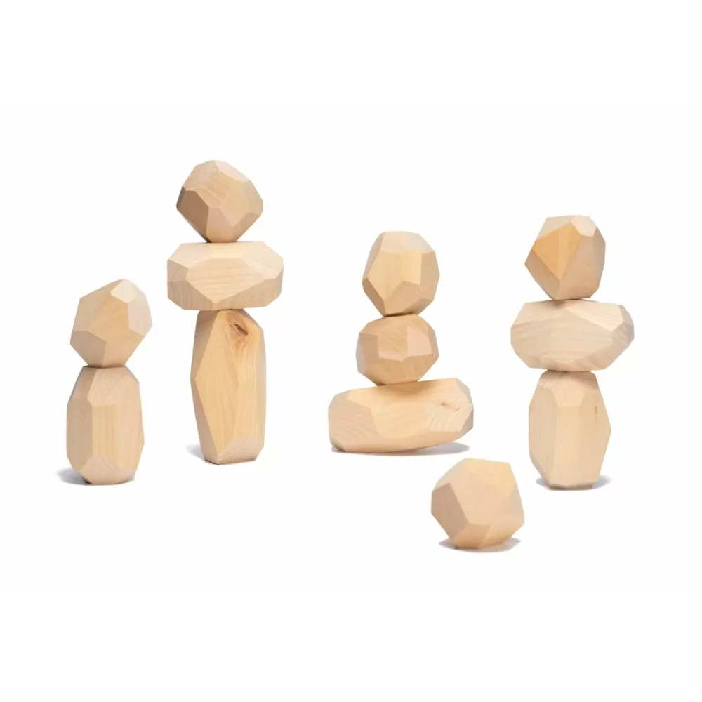 Clearance Ocamora Sassi Impilabili In Legno Al Naturale - Set Da 12 -
