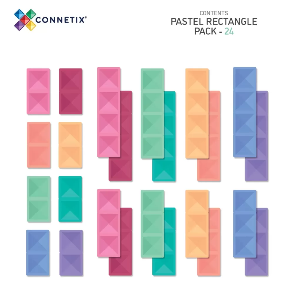 Best Sale Connetix Tessere Magnetiche Traslucide 24 Pezzi Pastello Rettangoli
