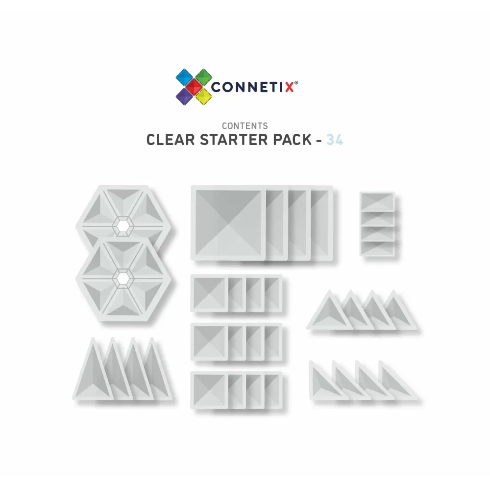 Shop Connetix Tessere Magnetiche Traslucide - Trasparenti - Set Da 34