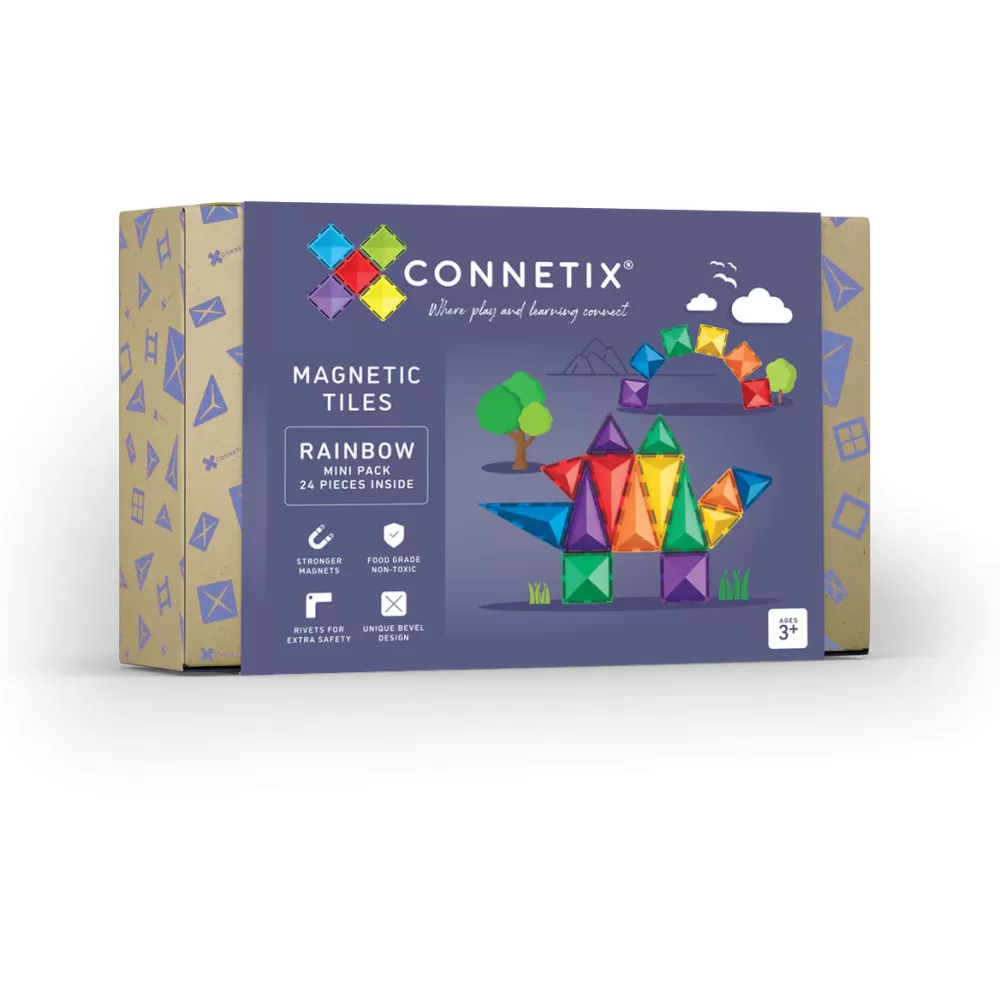 Fashion Connetix Tessere Magnetiche Traslucide Arcobaleno- Mini Pack - 24 Pz -