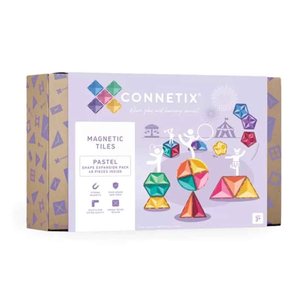 New Connetix Tessere Magnetiche Traslucide Pastello Set Espansione Forme 48 Pezzi C